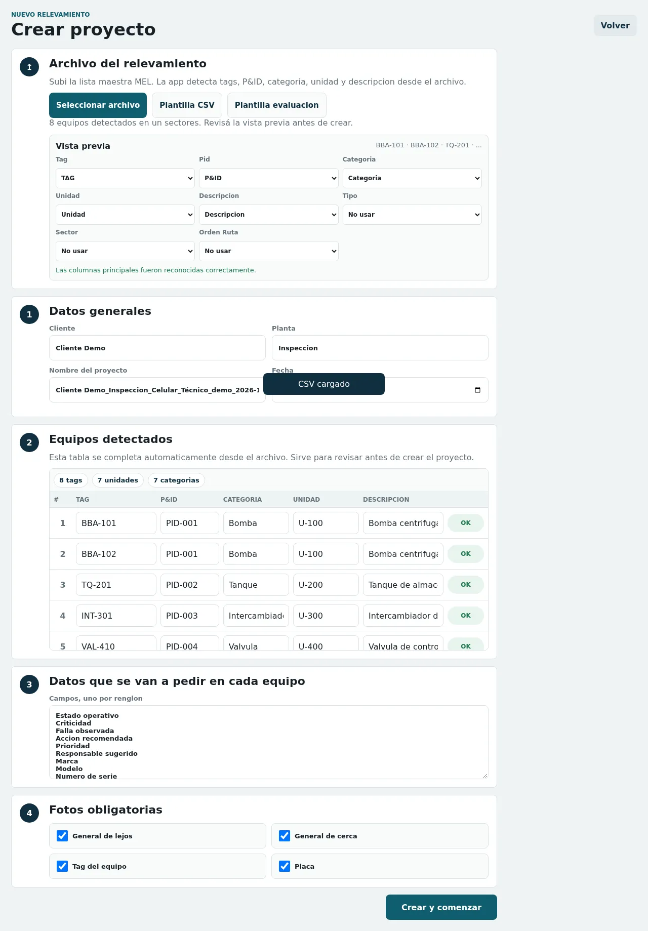 App de relevamiento industrial en campo